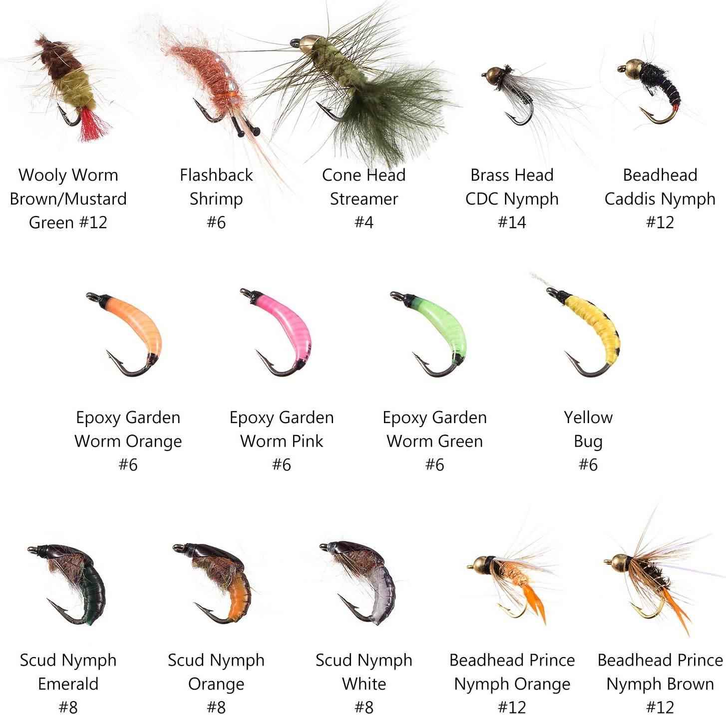 BASSDASH Fly Fishing Flies Kit Fly Assortment Trout Bass Fishing with Fly Box, 36/64/72/76/80/96Pcs with Dry/Wet Flies, Nymphs, Streamers, Popper - 57 Pcs Assorted Steelhead/Salmon/Trout Flies image number 5