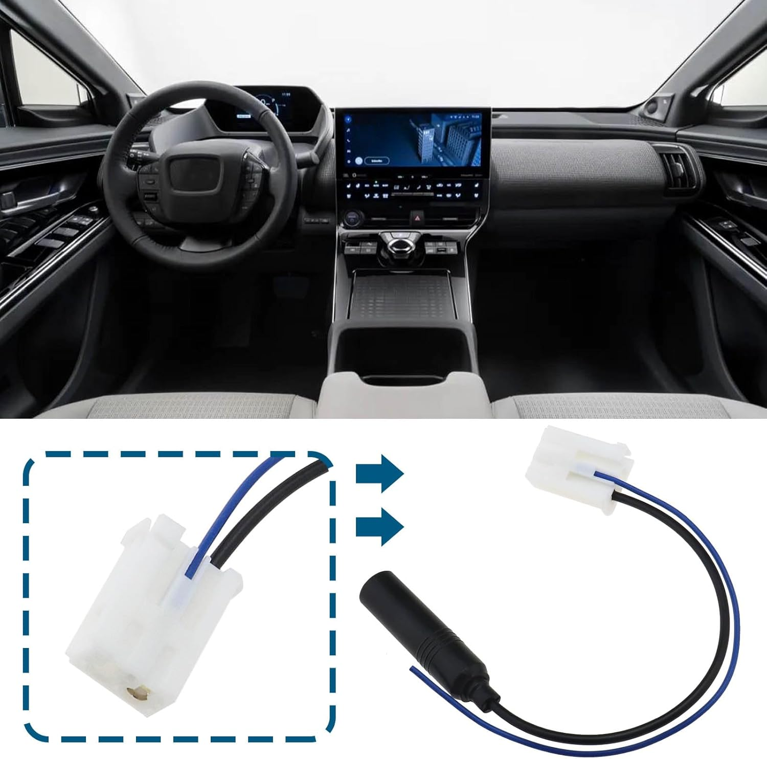 VGOL Radio Antenna Adapter Female Plug Stereo Radio Antenna Adapter Wire Harness Replacement Compatible with Toyota 4 Runner 2010-2016 Avalon 2013-2016 image number 1