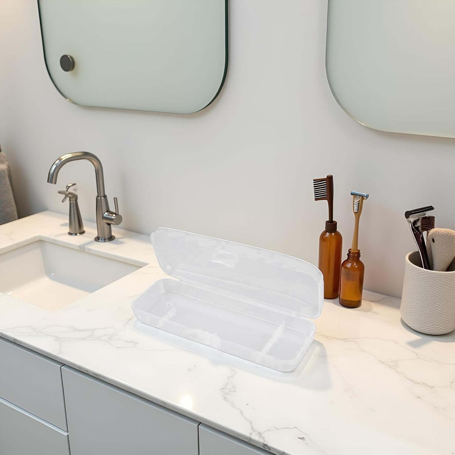 Ssmmam Transparent Shaving Box for Shaver Razor, Razor Protector Plastic Box Cover Container Storage for Manual Razor, Shaving Accessories image number 3