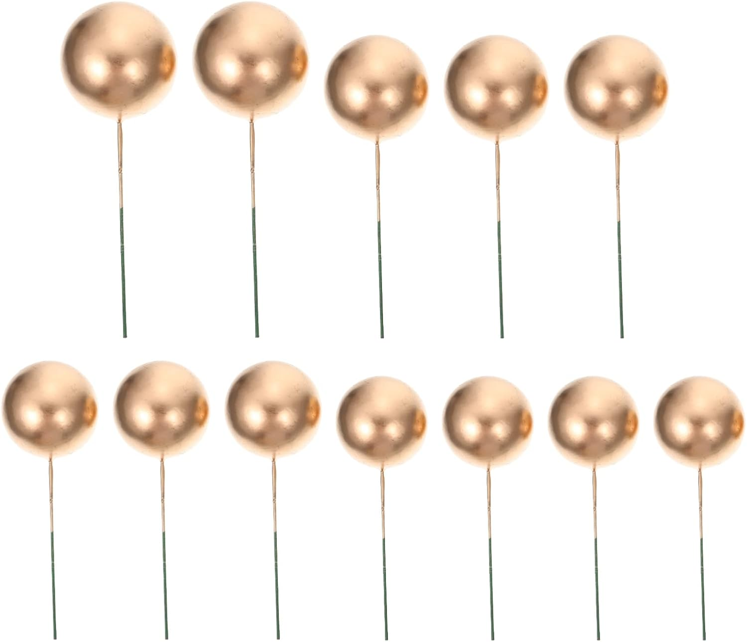 Alipis 12Pcs Creative round Ball Cake Toppers Simple Unique Ball Shaped Cupcake Ornament Baking Gold Decor Cake Picks Decoration for Baking Cup Occasions image number 6