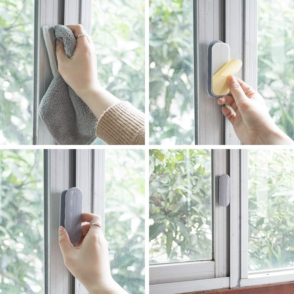 Dailytreasures 4Pcs Self-Stick Instant Cabinet Drawer-Humanity Handle Helper Auxiliary for Kitchen Cabinet Knobs Drawer Window Sliding Door-Wardrobe Self-Stick Push Pull Helper Stick-On Handles(Gray) image number 2