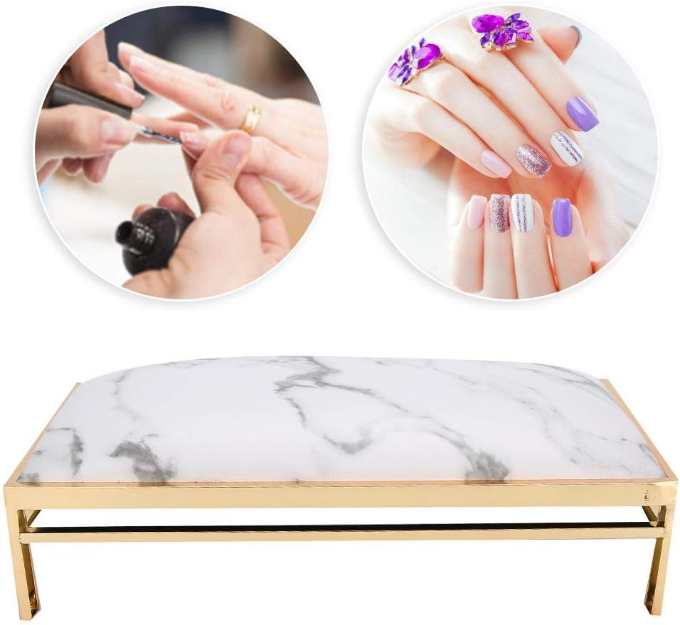 Waterproof Nail Art Hand Cushion, Manicure Armrest Cushion Made of Soft PU Leather for Nail Art Salon Home (Marble) image number 5