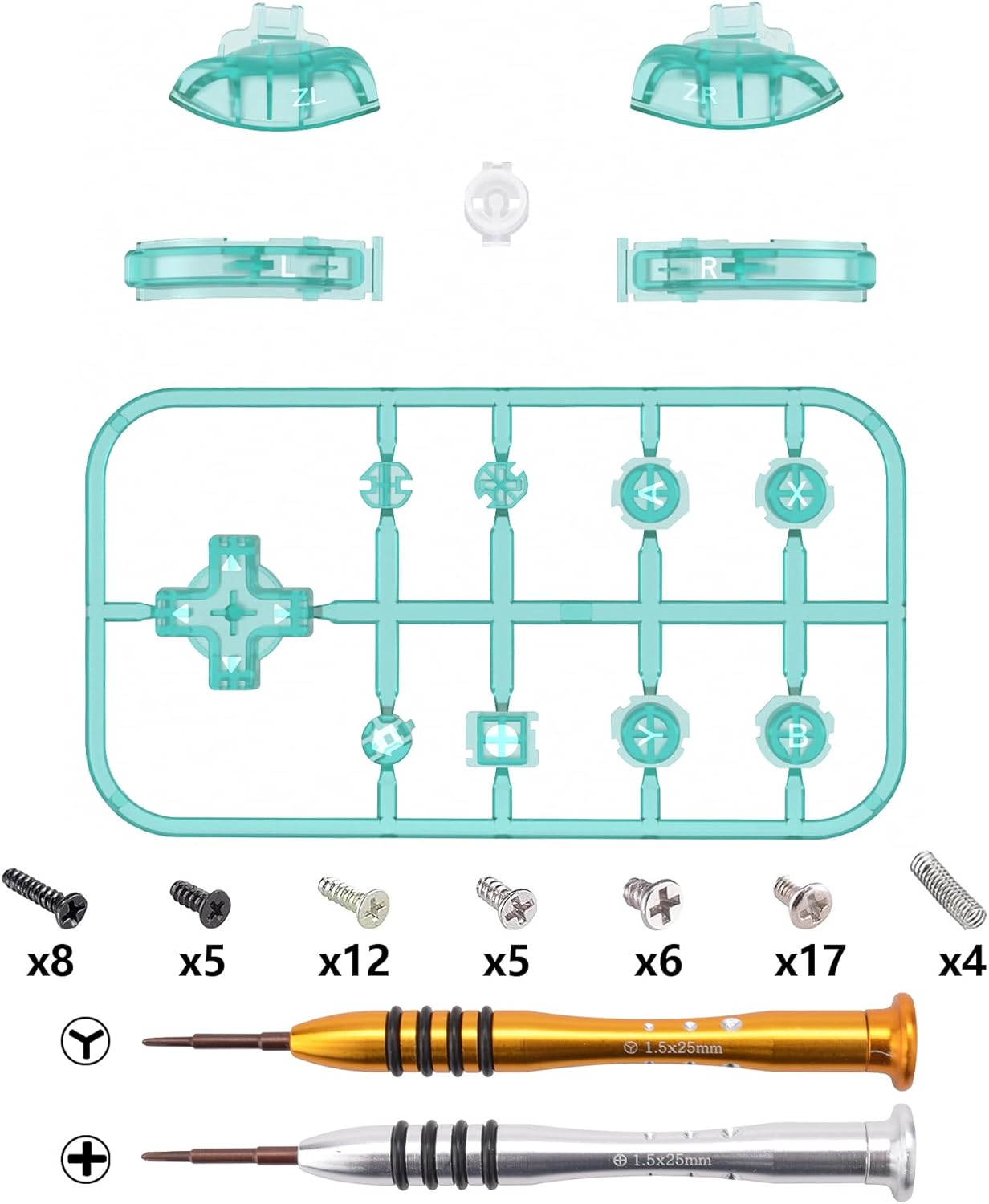Extremerate Emerald Green Replacement ABXY Home Capture plus minus Keys Dpad L R ZL ZR Trigger for Nintendo Switch Lite, Full Set Buttons Repair Kits with Tools for Nintendo Switch Lite image number 5