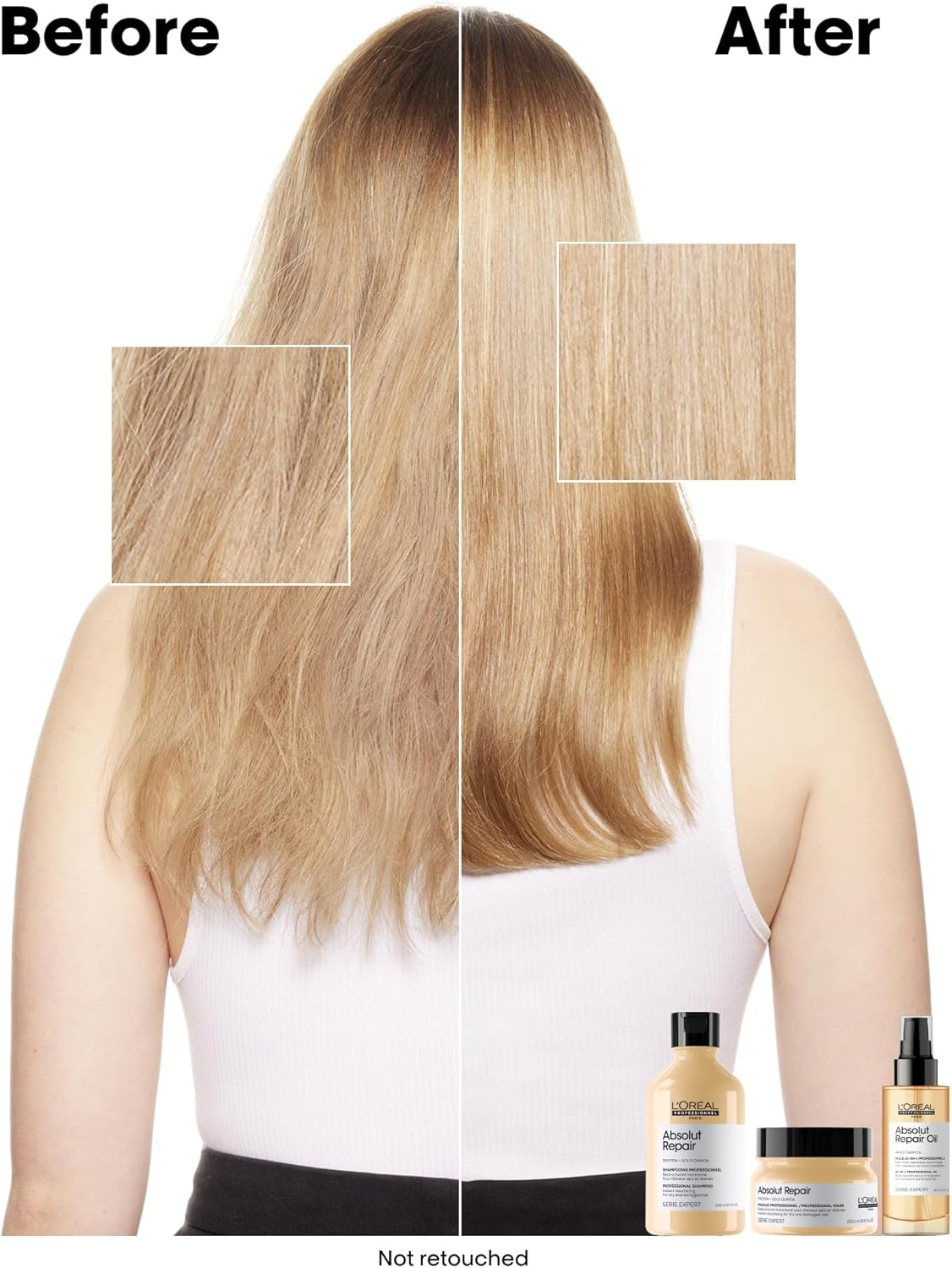 L'Oreal Professionnel Absolut Repair Hair Mask | Salon Grade Protein Hair Treatment | Repairs & Nourishes Dry, Damaged Hair | with Quinoa & Proteins | Adds Shine | Medium to Thick Hair Types | 250Ml image number 5