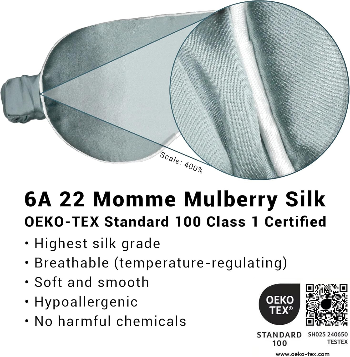 X-Plorer Premium Silk Eye Mask (Travel Edition) | OEKO-TEX Certified, Natural, 99% Darkness, Adjustable Silk-Strap, for Adults and Children | Ideal Silk Sleep Mask and Travel Accessories | OCN - Champagne Ivory image number 3