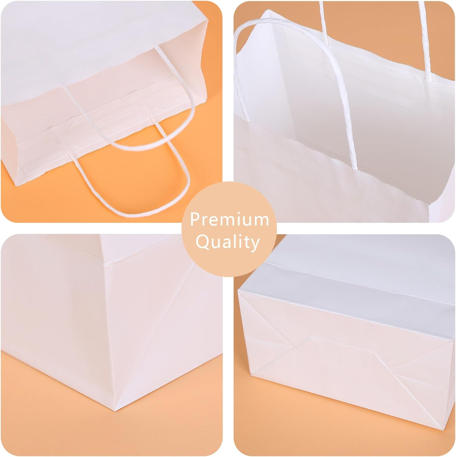 Jotia 20Pcs 15X8X21Cm Paper Bags with Handles, Natural Paper Gift Bags Eco-Friendly Kraft Bags Shopping Bags Bulk Kraft Paper Bags Retail Merchandise Bags Craft Shopping Bags Carrier Bags (White) image number 2
