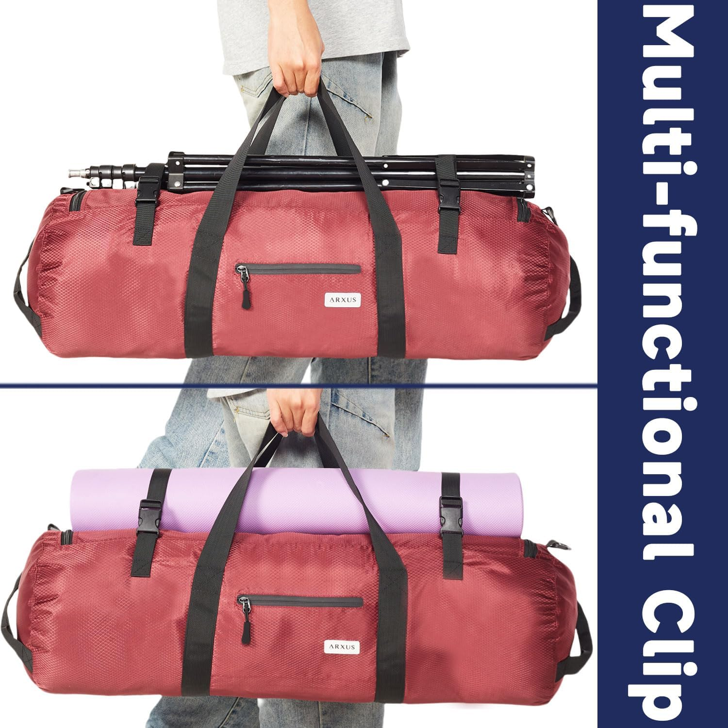 Arxus Sports Duffle Bag,90L/50L/30L Large Duffel Bag Men Women Foldable Holdall Bags with Shoulder Strap for Weekend Travel Sport Baseball Bat Tent Storage Camping image number 3