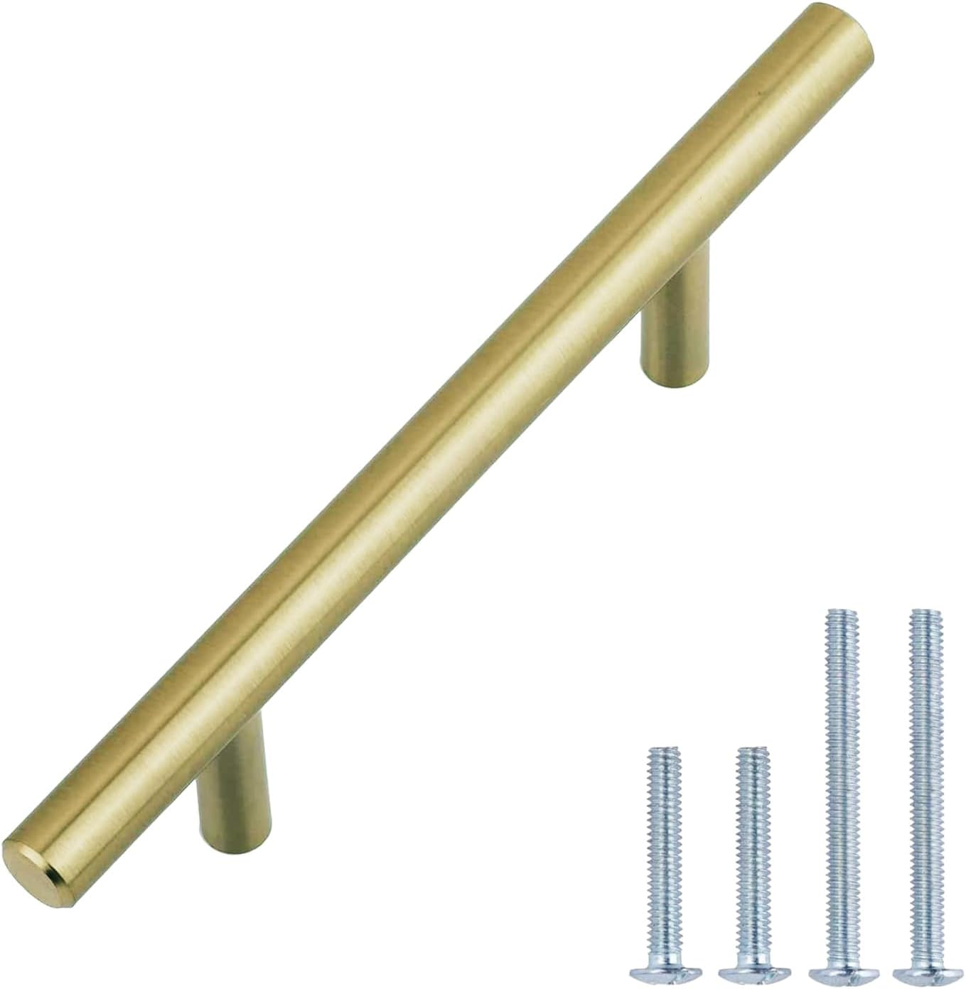 Amazon Basics Euro Bar Cabinet Handle (1/2-Inch Diameter), 5.38-Inch Length (3-Inch Hole Center), Golden Champagne, 25-Pack image number 2