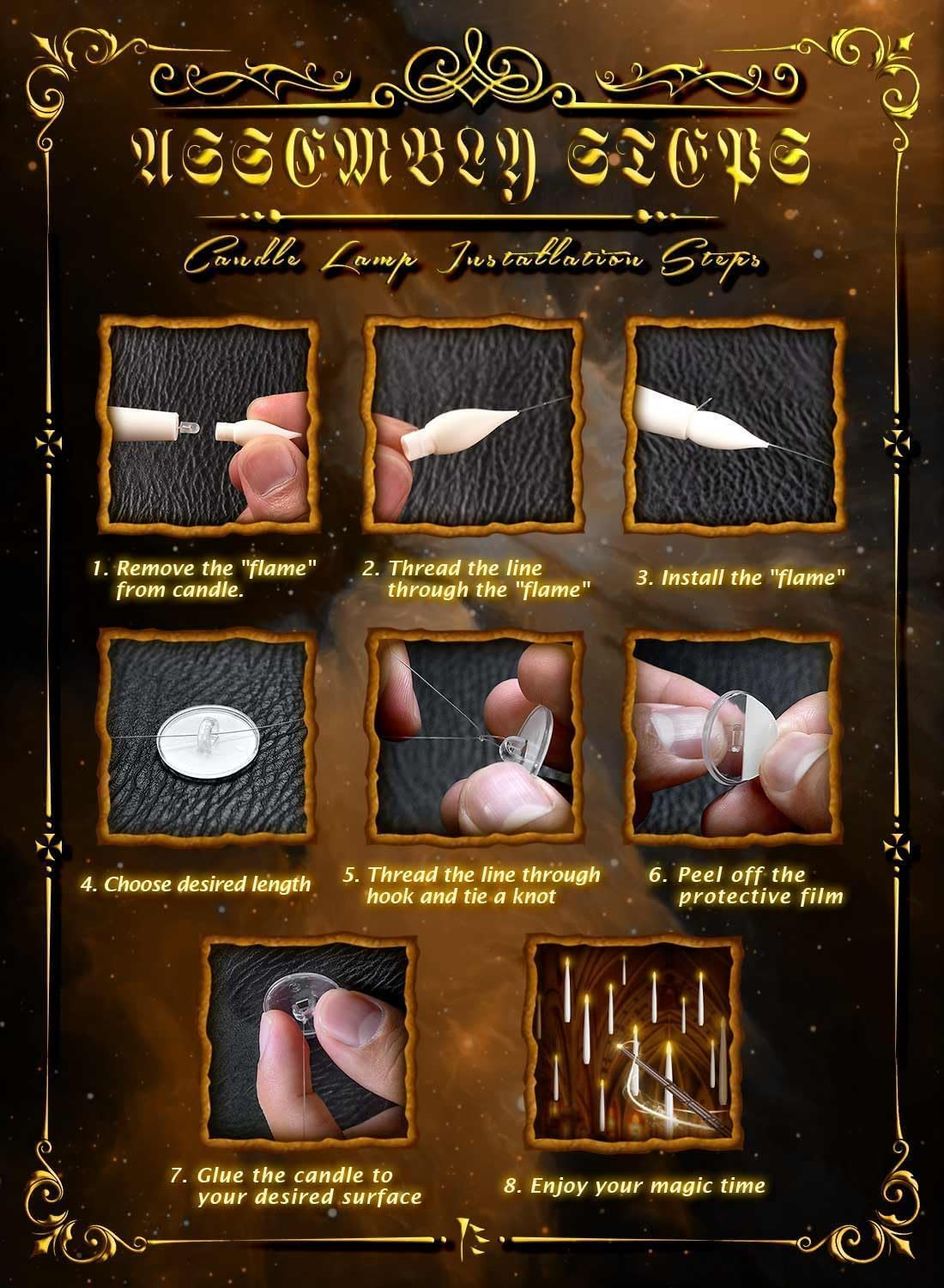 Floating LED Candles with Magic Wand Remote,Flameless Flickering Batteries Operated Taper Hanging Candlesticks,Ceiling Candles for Christmas Decor Wedding Party Home & Church D&eacute;cor image number 2