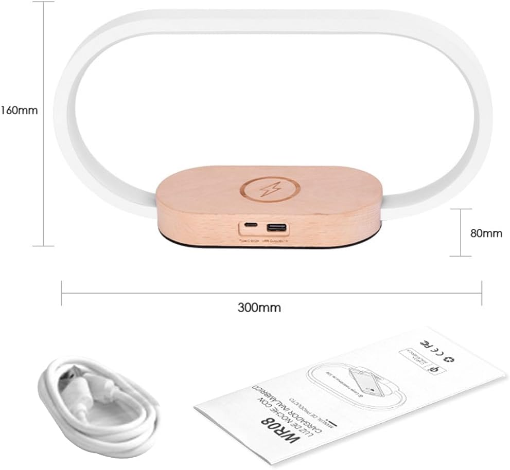 Clora Bedside Table Lamp with 10W Wireless Charger, Touch Control Dimmable 3 Color Temperatures LED Nighstand Light with USB Charging Port and Clock for Living Room Bedroom Office Home Decor Gift image number 5