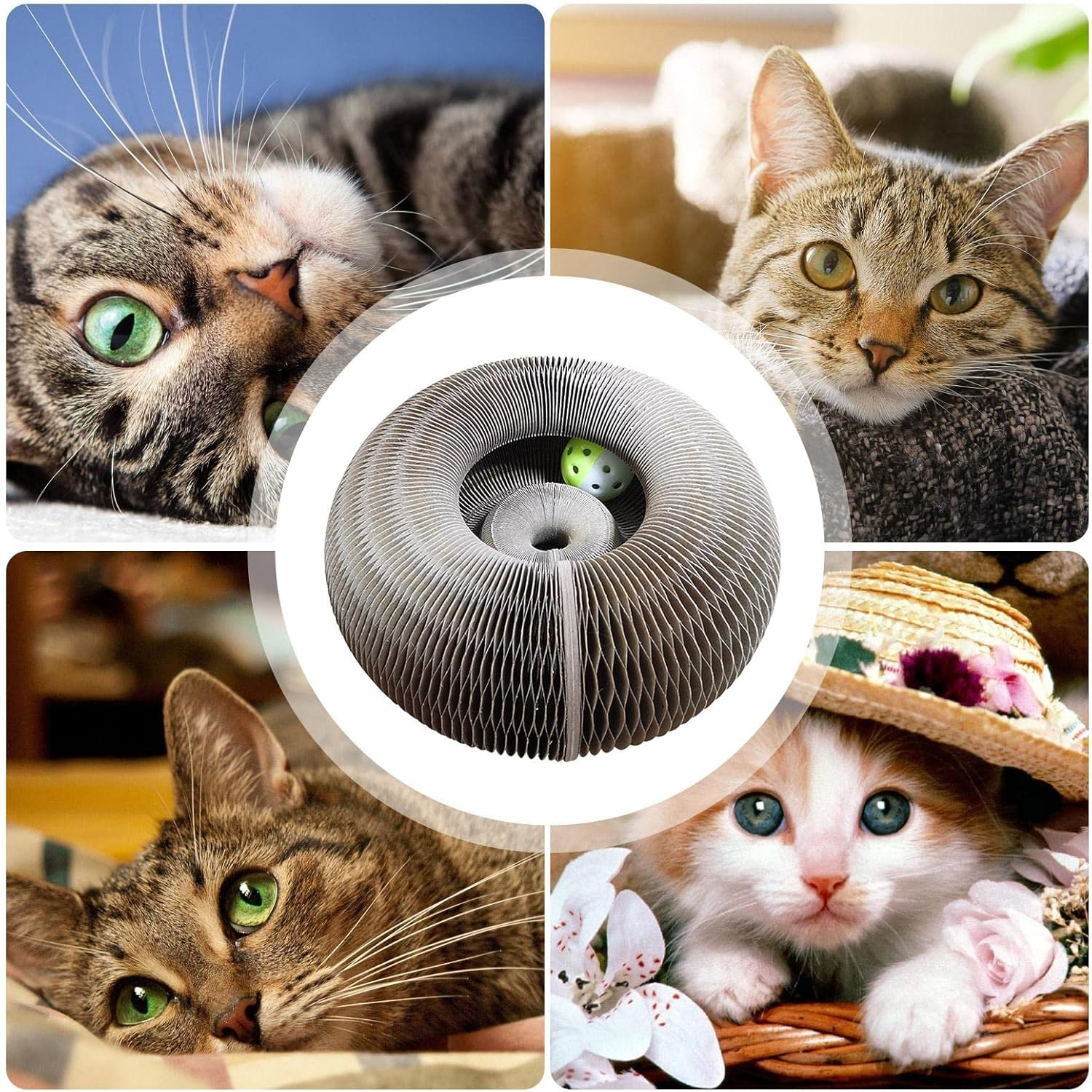 Cat Grinding Claw Scratching Ball, Healthy and Eco-Friendly Cat Scratcher Toy, Collapsible round Shape Cat Scratchers for Sleeping image number 5