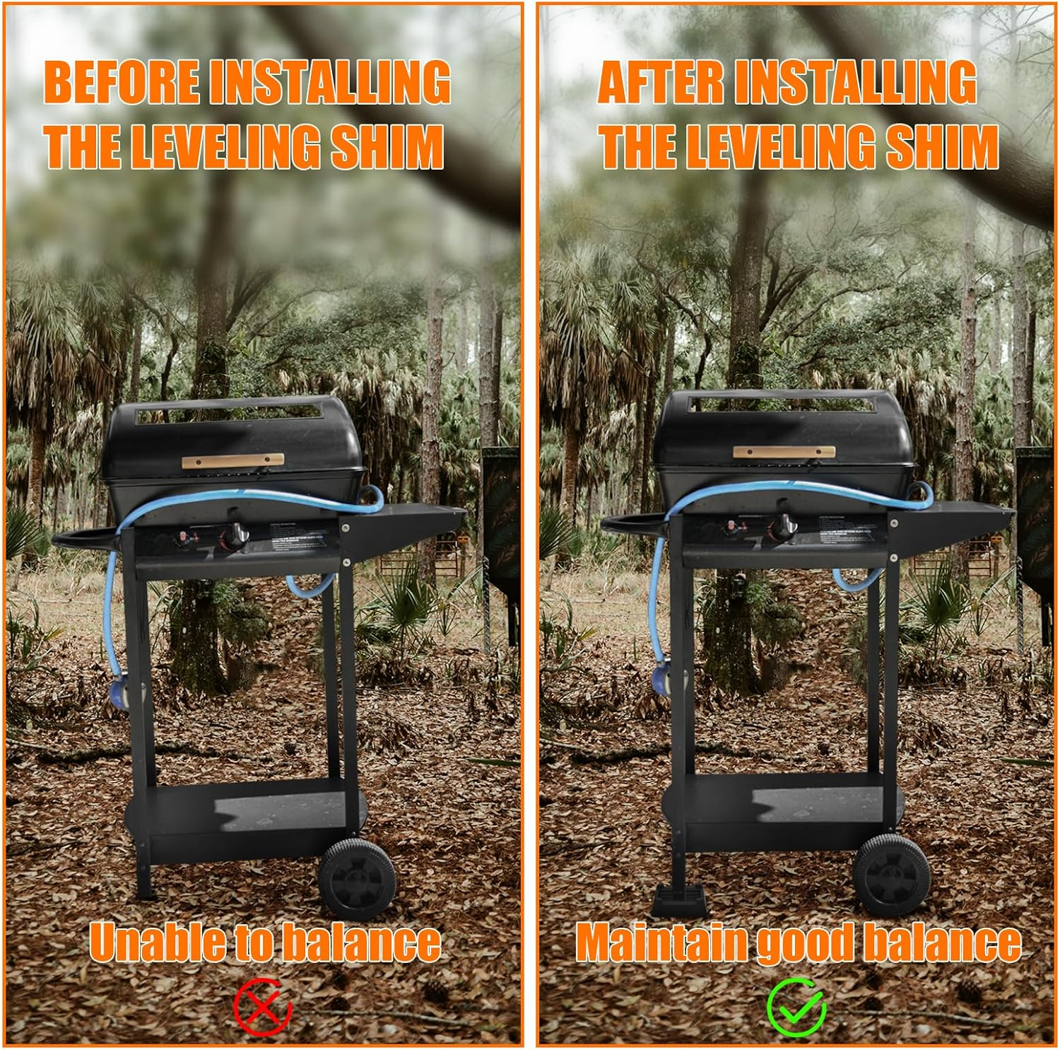 PEUTIER 4Pcs Griddle Leveling Shims Kit for Blackstone, Silicone Grill Levelers for Most Grills Griddle Stand Accessories Keep Grills Level & Stable image number 6