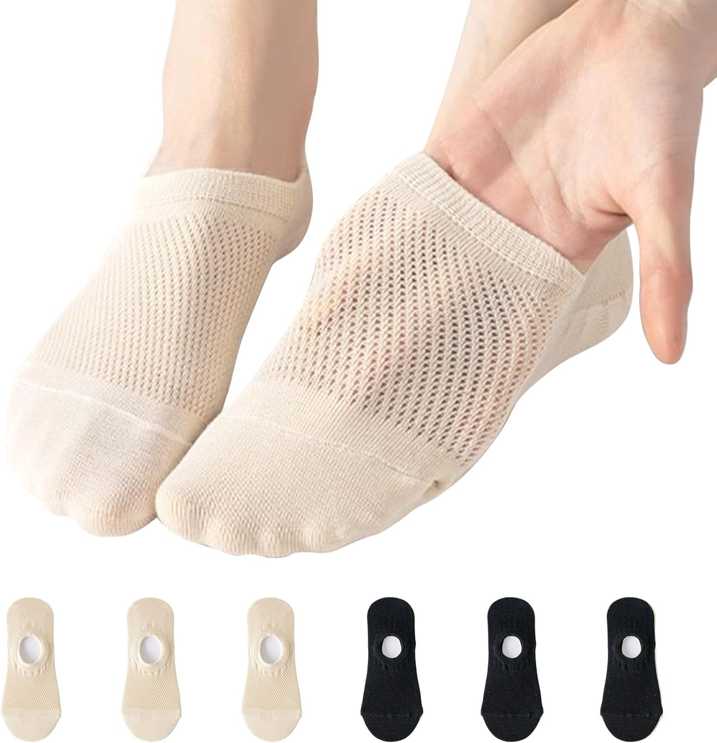 Women'S No-Show Socks &mdash; Summer Cotton Mesh Breathable Anti-Slip Soft Wicking Invisible Socks 6PCS Comfortable Fit for Loafer Flats