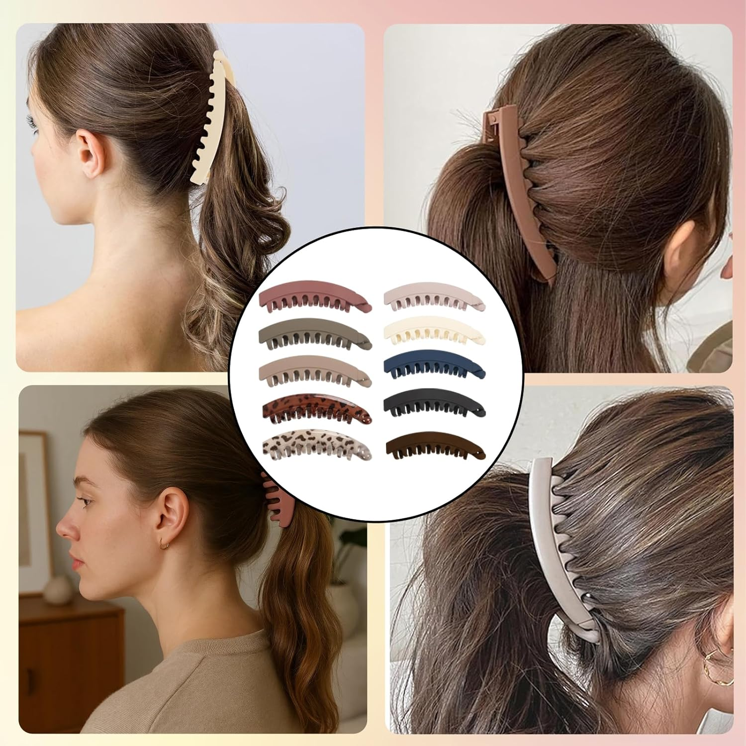 Banana Clip, Hair Clip, Pack of 10 Banana Clip Hair Women for Thick Thin Hair, Non-Slip Large Hair Clips for Everyday Hairstyles and Special Occasions image number 5