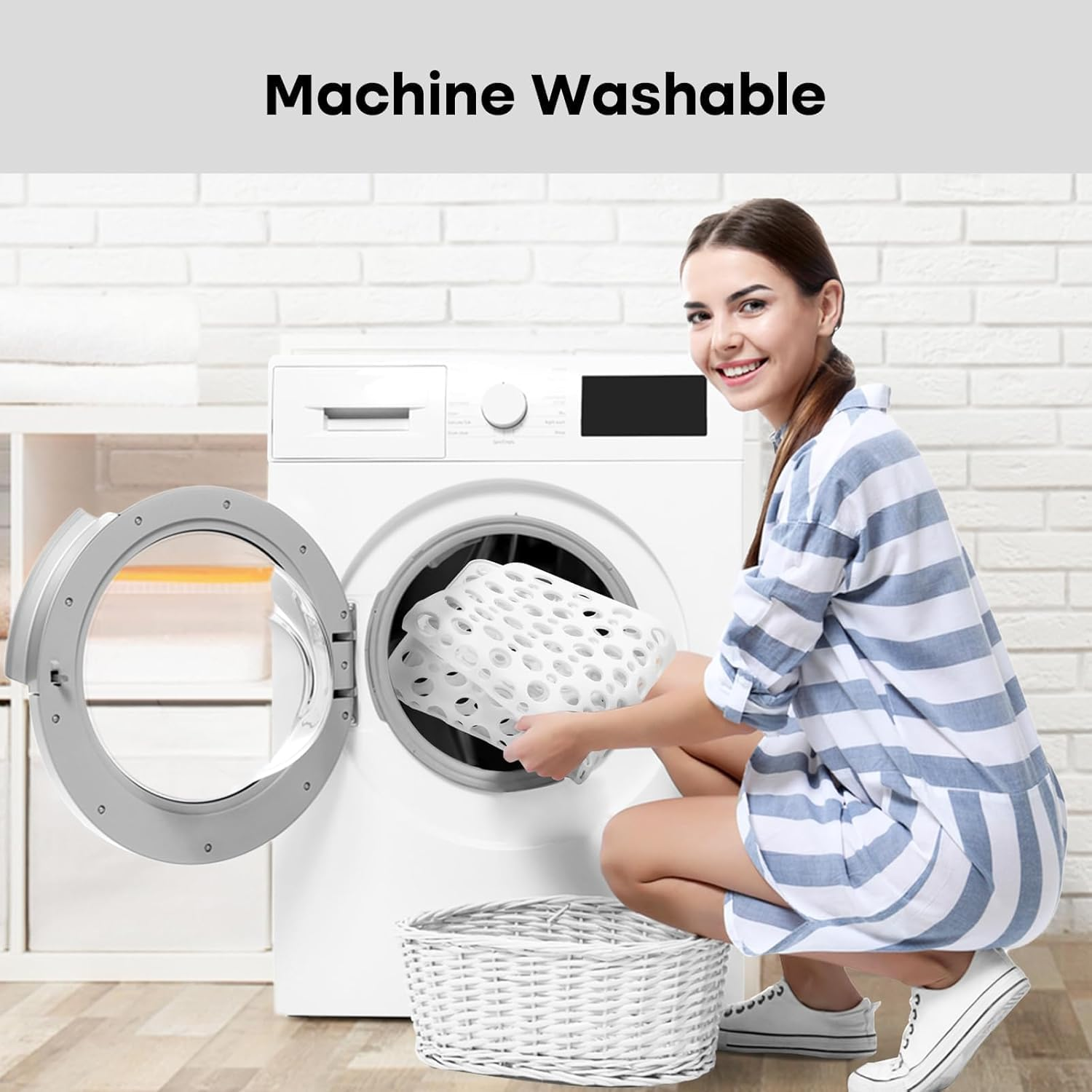 Squre Shower Mat, 21 X 21 Inch, Non Slip Bath Shower Mat for inside Shower, anti Slip Shower Stall Mat, Bath Mat with Big Suction Cups, Drain Holes (White, 53 X 53Cm) image number 5