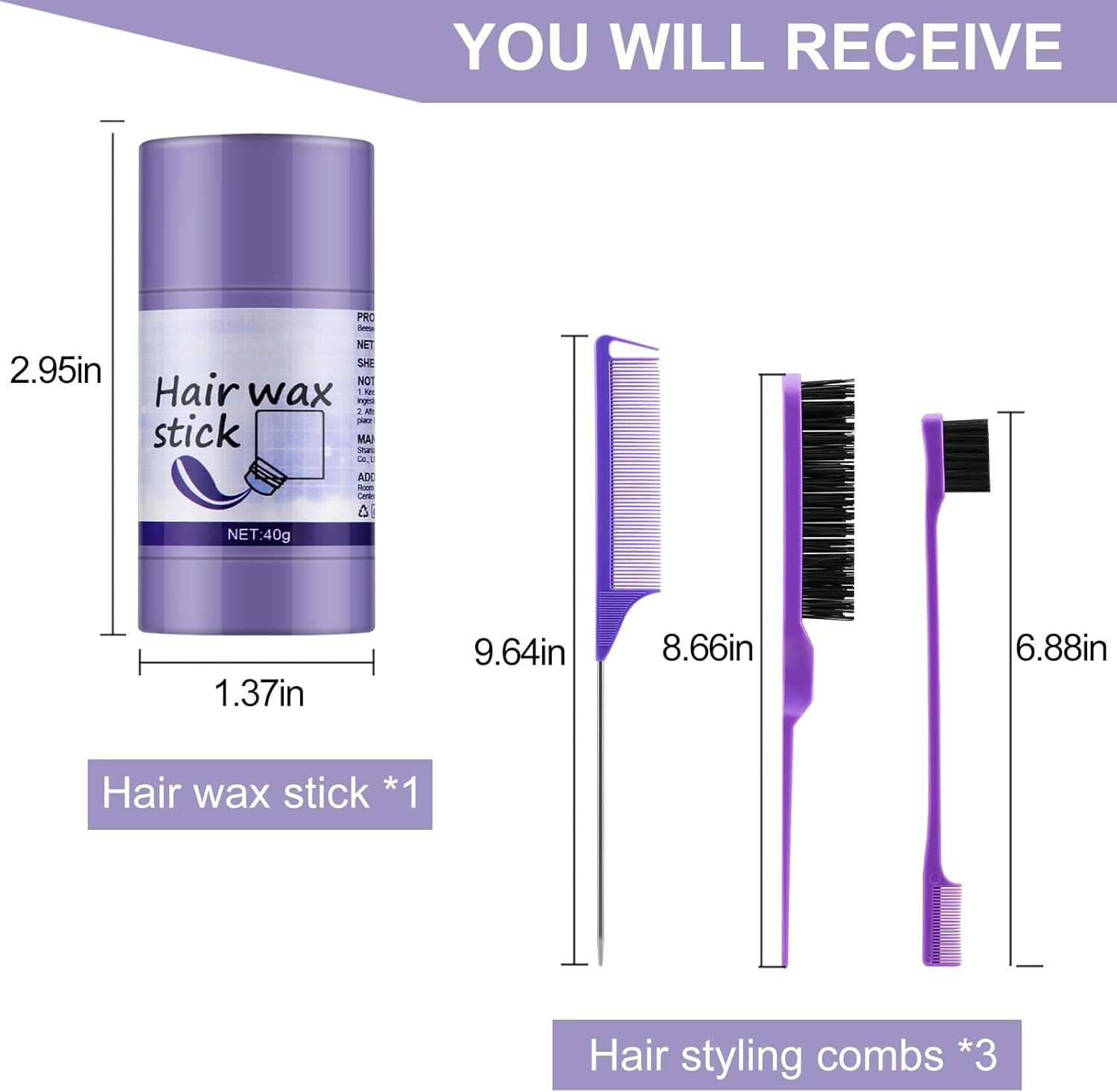 Apooliy Hair Wax Stick,Wax Stick for Hair Flyaways,Slick Stick for Hair, Non-Greasy Styling Hair Pomade Stick,Hair Accessories image number 3