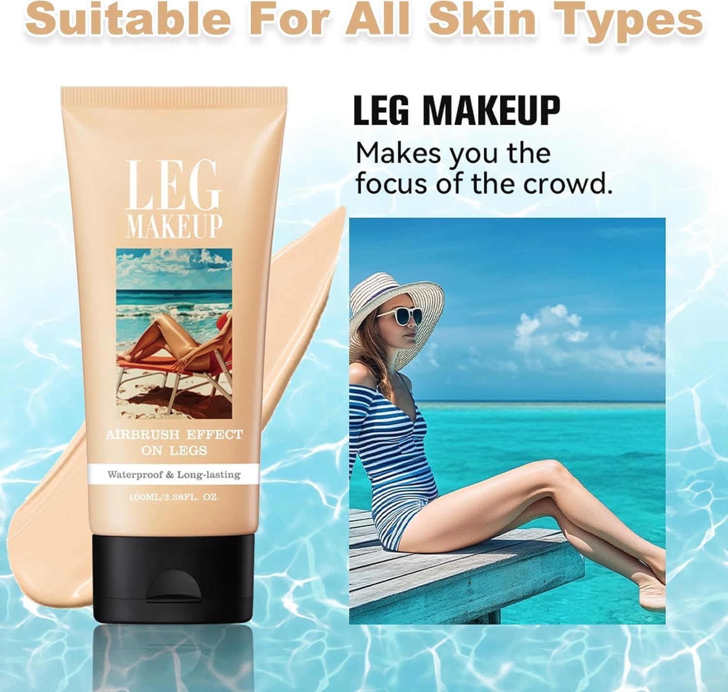 Leg Makeup Cream Concealer - Waterproof No Transfer Leg Makeup to Cover Veins, Tattoo - Flawless Full Coverage Body Concealer for Mature Skin - Leg and Body Veins Tattoo Cover up Make up (#02 Medium Brown) image number 5