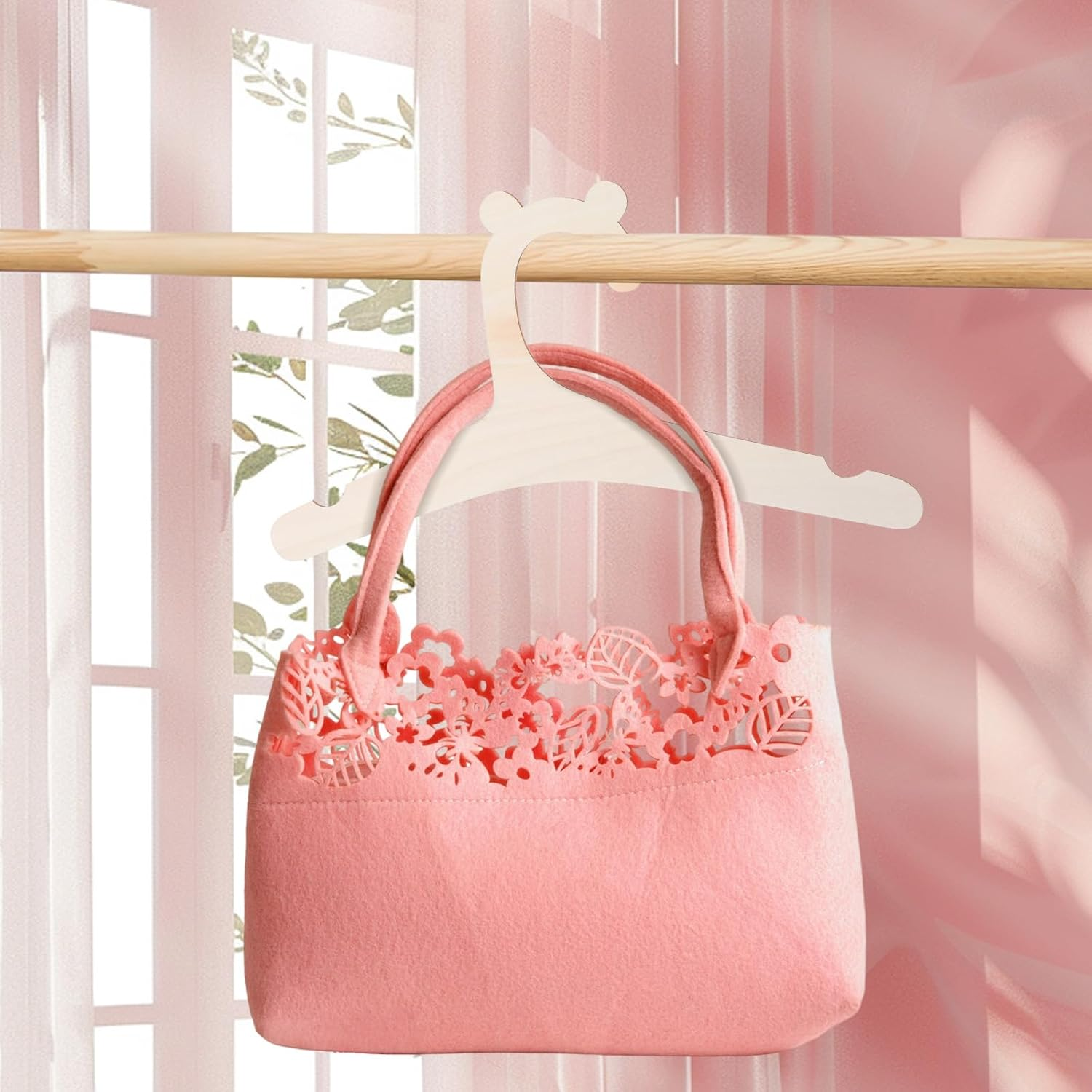 10 Pcs Wooden Baby Hangers for Clothes, 9-Inch Natural Wood Toddler Hangers with Cute Bear Ears, Anti-Slip Closet Newborn Organizer for Kids Children Girl Boy Pants Coats Suits Jackets image number 1