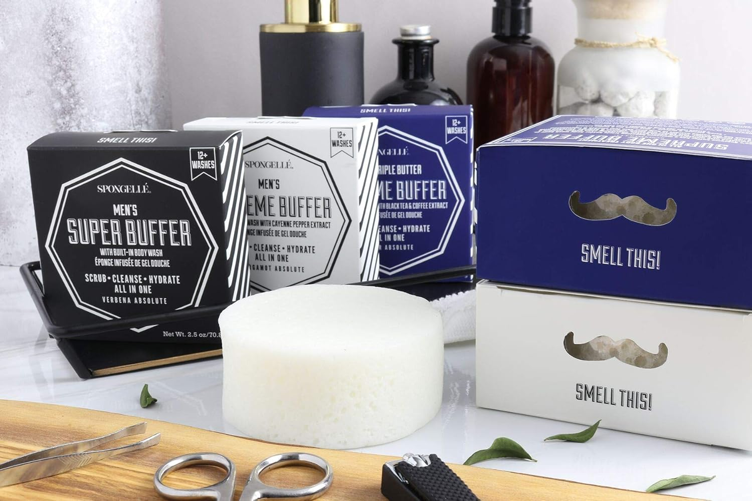 Spongell&eacute; Men'S Supreme Buffer - Body Wash/Shower Gel Sponge - Cedar Absolute image number 2