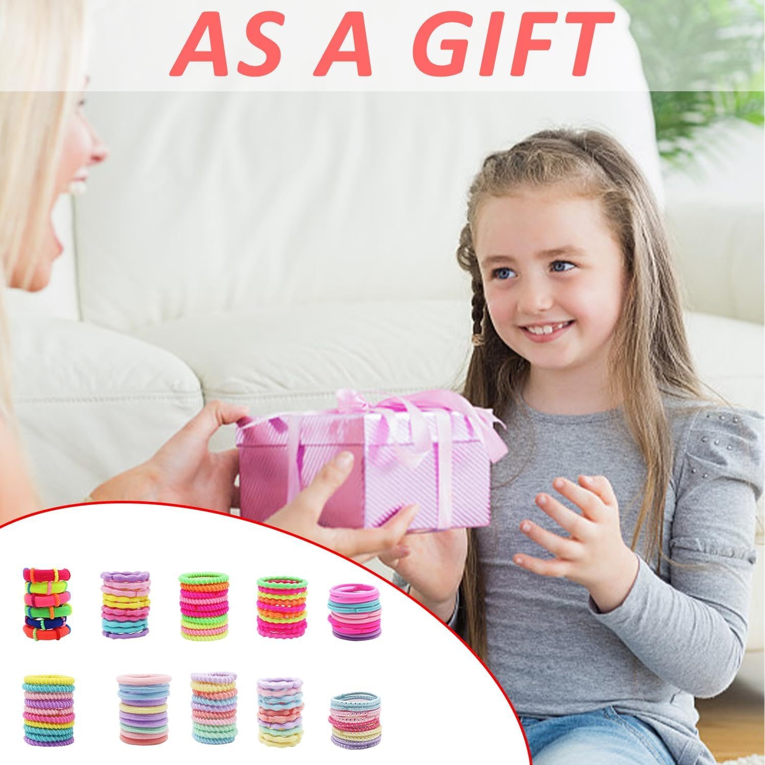 1 Set of 100 Colourful Hair Bobbles for Girls with 1 Velvet Bag, Elastic Hair Rope, Mini Head Hair Accessories, Children'S Ties, Decorative Headband Set image number 5