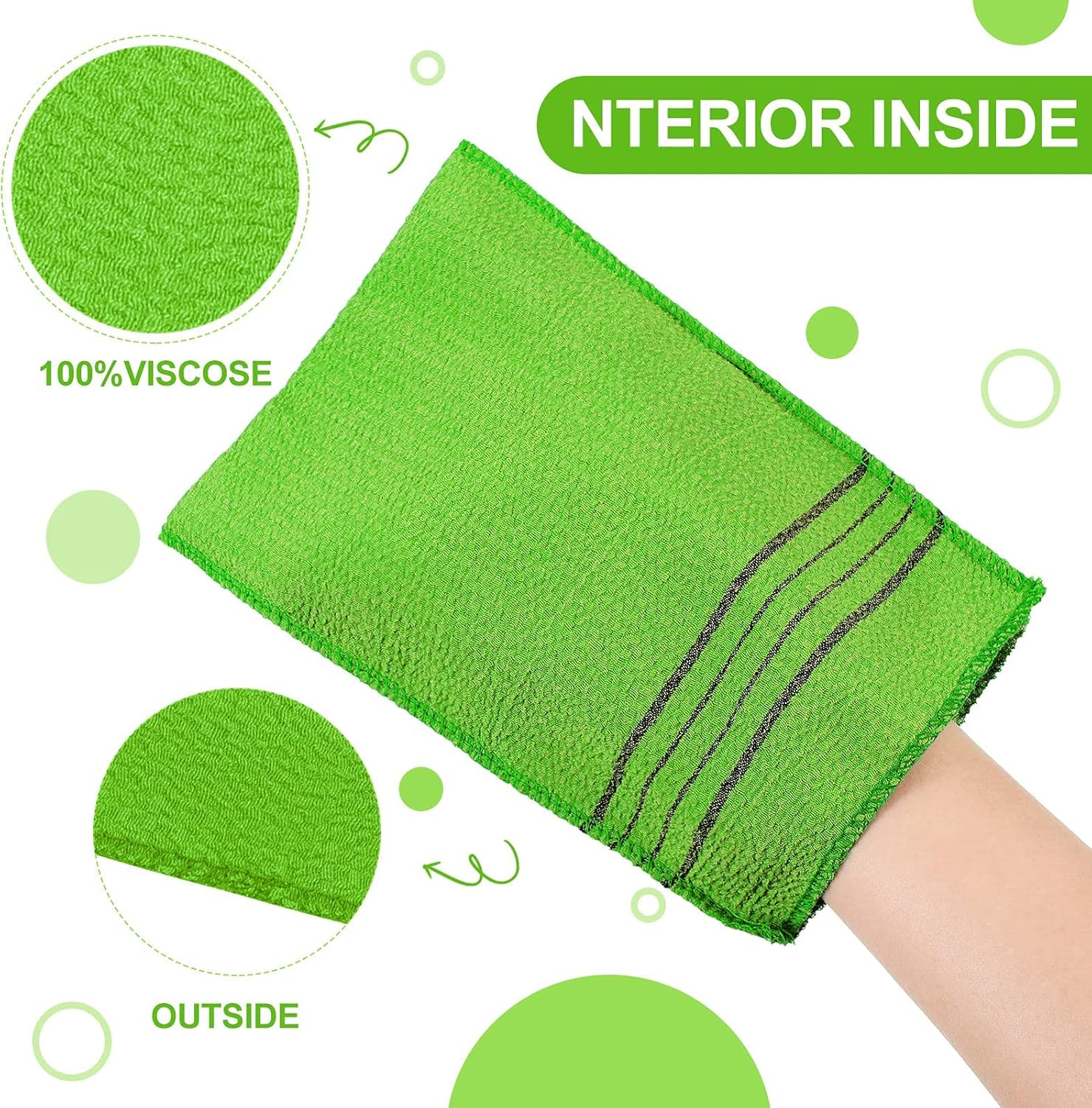 12 Pieces Quttly Exfoliating Mitt Gloves, Exfoliating Scrubber for Dead Skin Removal, Italy Towel Body Scrubber Washcloth in 4 Colors (Small, Yellow, Green, Blue, Pink) image number 6