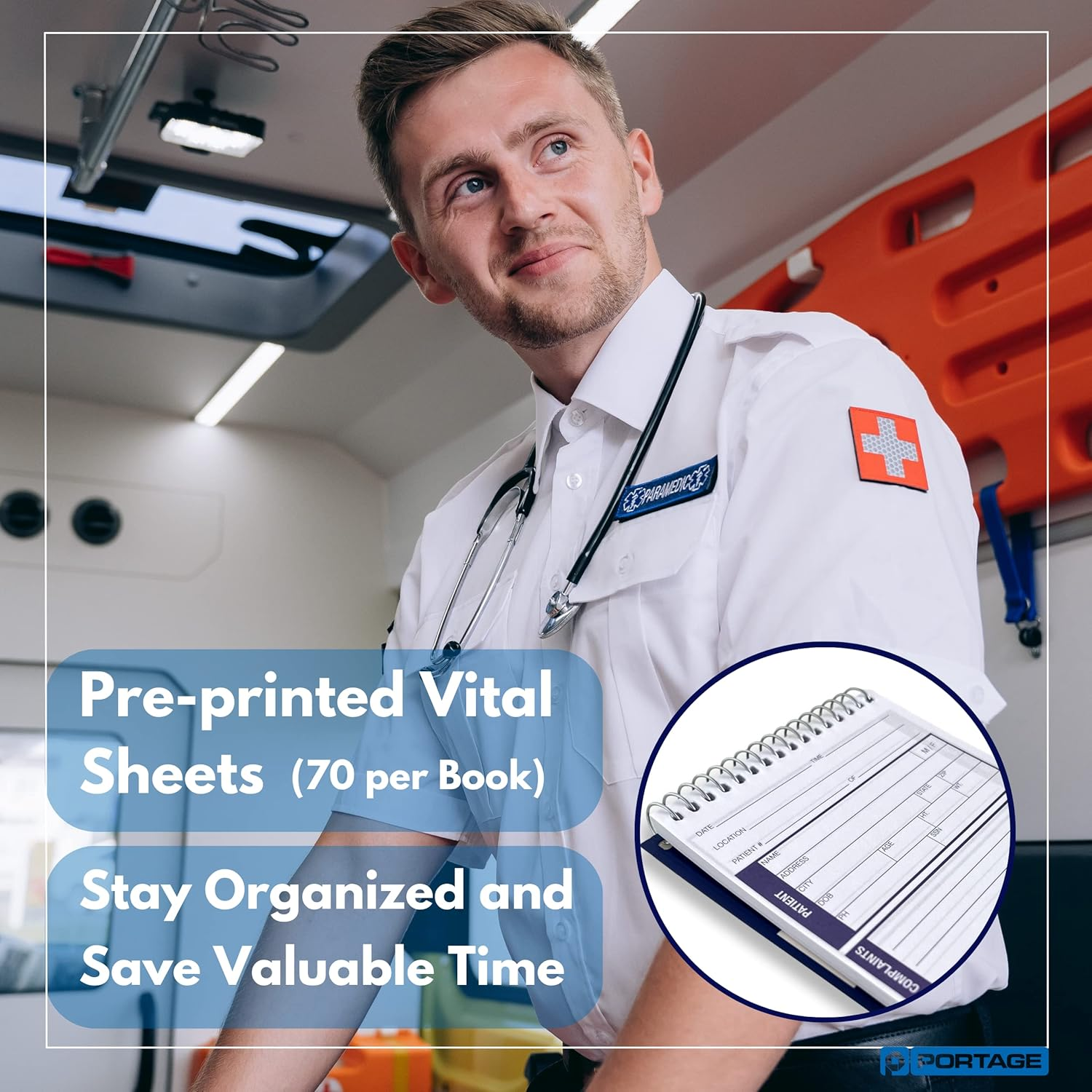 Emt/First Responders Vital Statistics Notebook &ndash; 8&rdquo; X 4&rdquo; Medical Notebook for Vital Signs and Additional Patient Information &ndash; 210 Pages (3 Pack) image number 1