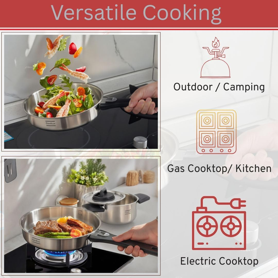 Stainless Steel Camping Cookware Set, 6 Pieces Camping Pots and Pans Set - for Backpacking, Camp, and Kitchen image number 1