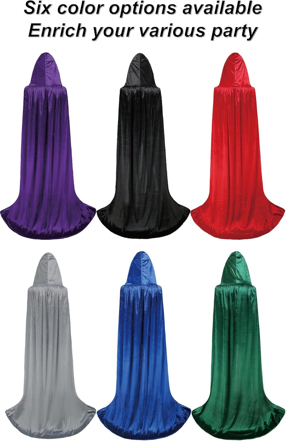 Unisex Hooded Cloak Long Velvet Cape for Halloween Christmas Cosplay Costume image number 3