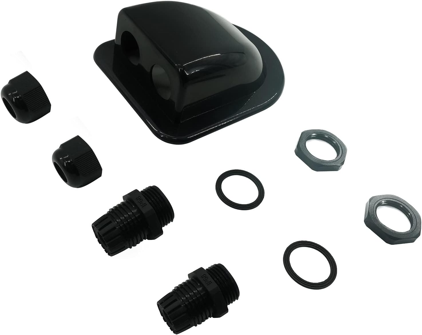 ABS Double Solar-Cable-Entry-Gland-Housing Cable Entry Plate 3Mm to 12Mm Solar Double Cable Entry Gland Box for RV Roof Waterproof,Boats,Yacht,Roofs（Black） image number 3