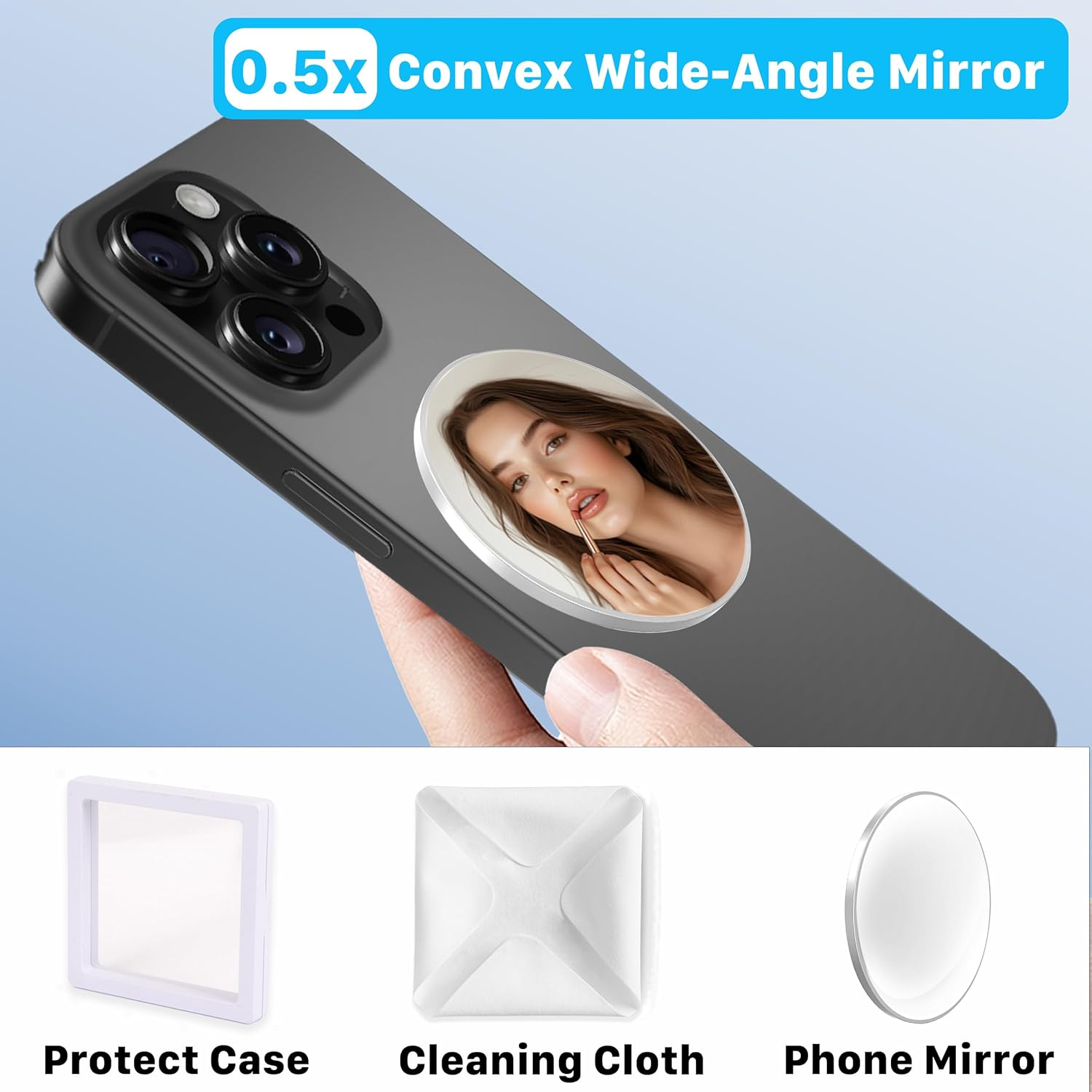 FARWAYVIEW Magnetic Selfie Mirror for Back Camera,Vlog Monitor for Iphone, Camera Mirror, Iphone & All Phones for Selfies (Convex Wide-Angle)