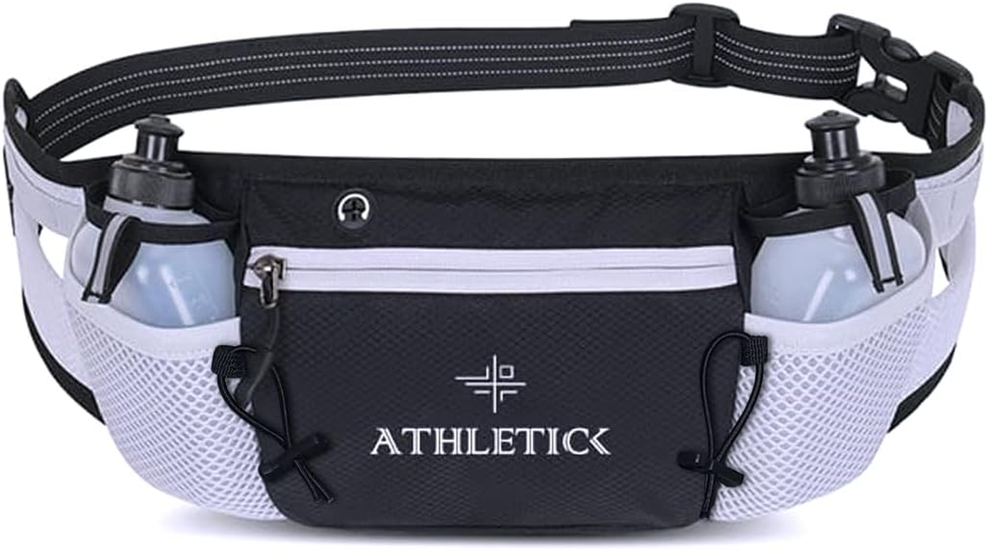 Waterproof Waist Travel Bag with Water Bottle Holder, Lightweight Crossbody Bag & Running Belt for Men & Women, Passport Holder & Travel Essentials Sling Bag, Phone Holder for Outdoor Sports. (Grey)