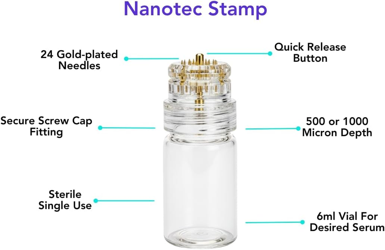 Microneedling Derma Stamp &ndash; 20-Pin Titanium Skin Stamp Tool &ndash; Home & Clinic Nano-Channel Skin Renewal &ndash; Hygienic, Precise, Portable Microchanneling Stamp by Imatec (0.5Mm) image number 1