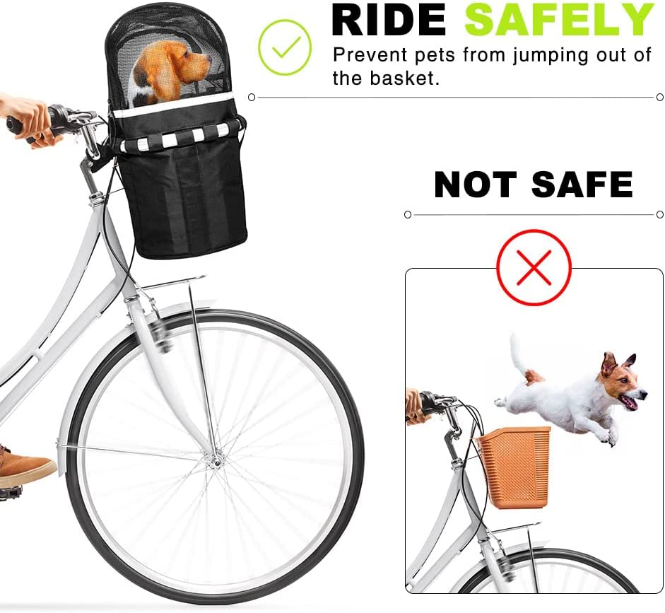 ANZOME Bike Basket Cover, Removable Full Zip Opening Dog Bike Basket Cover, Easily Put in & Take Out Breathable Net for Maximum Basket 12.9&rdquo;L*8.6&rdquo;W (Basket Not Included) image number 2