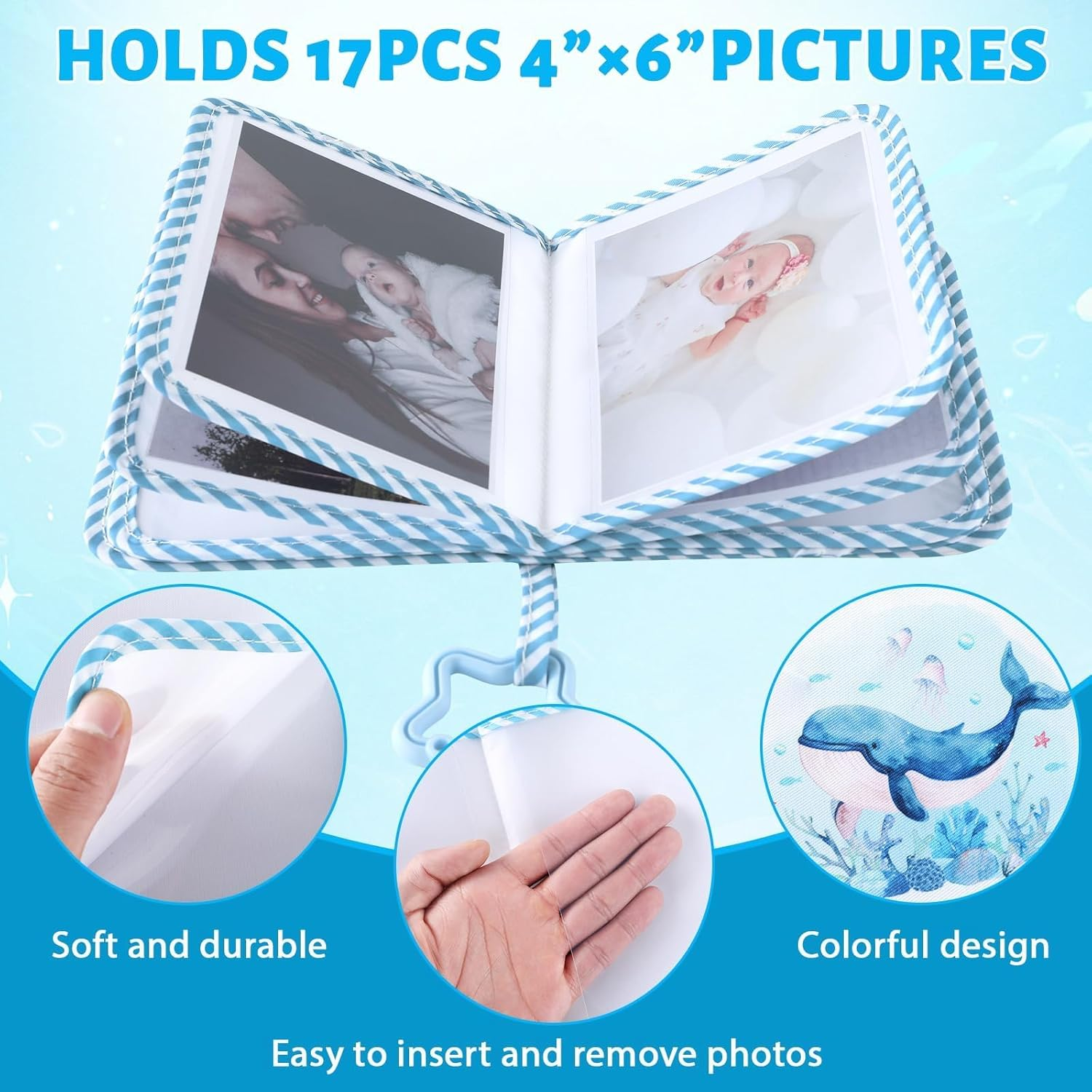 Baby'S My First Family Album Soft Photo Cloth Book Sea World My First Book of Photos Baby Memory Album Gift Holds 4X6 Pictures for Babies Newborn Toddler & Kids Girls Baby Shower image number 2