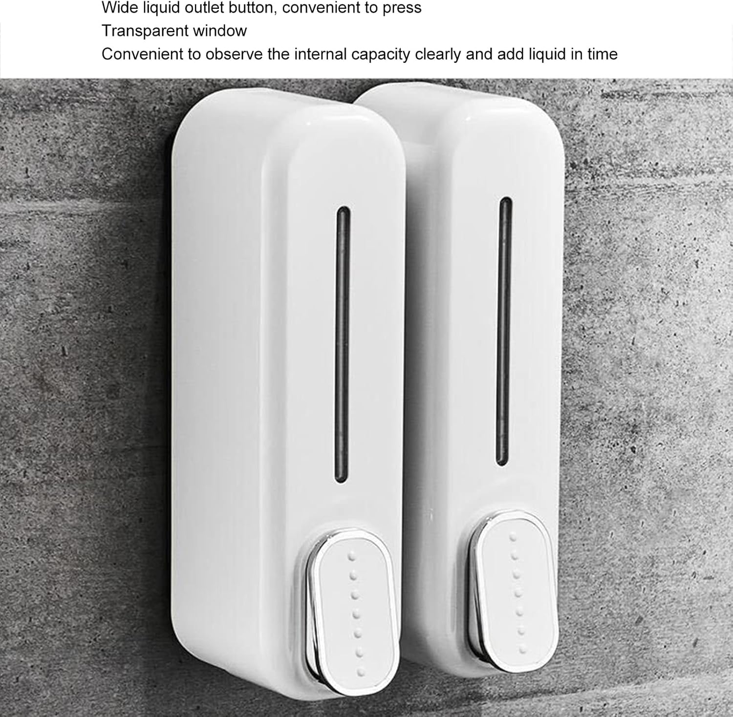 Soap Dispenser Wall Mount, 300Ml ABS Easy to Install Manual Soap Dispenser Convenient to Press Shower Gel Container with Transparent Window Design for Bathroom Hotel (White) - Black image number 4