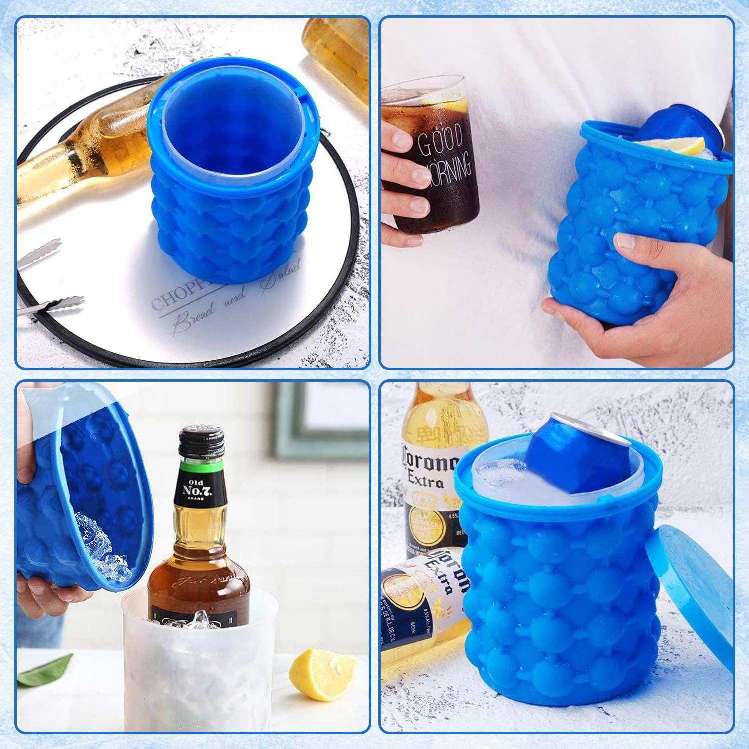 5.5" X 4.8" Ice Cube Maker Silicone Ice Trays Mold Large Silicone Ice Bucket 2 in 1 Silicone round Ice Maker for Party, Match, Picnic, Cocktail image number 1
