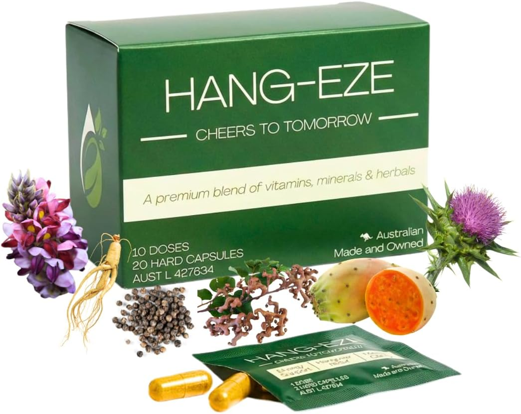 Hangover Relief Supplement - 10 Pack Australian Superior Formula of 20 Vitamins, Minerals and Herbal Extracts. for Hangover Relief, Fatigue, Headaches, Nausea. Enhance Mental Clarity and Energy Levels. image number 1