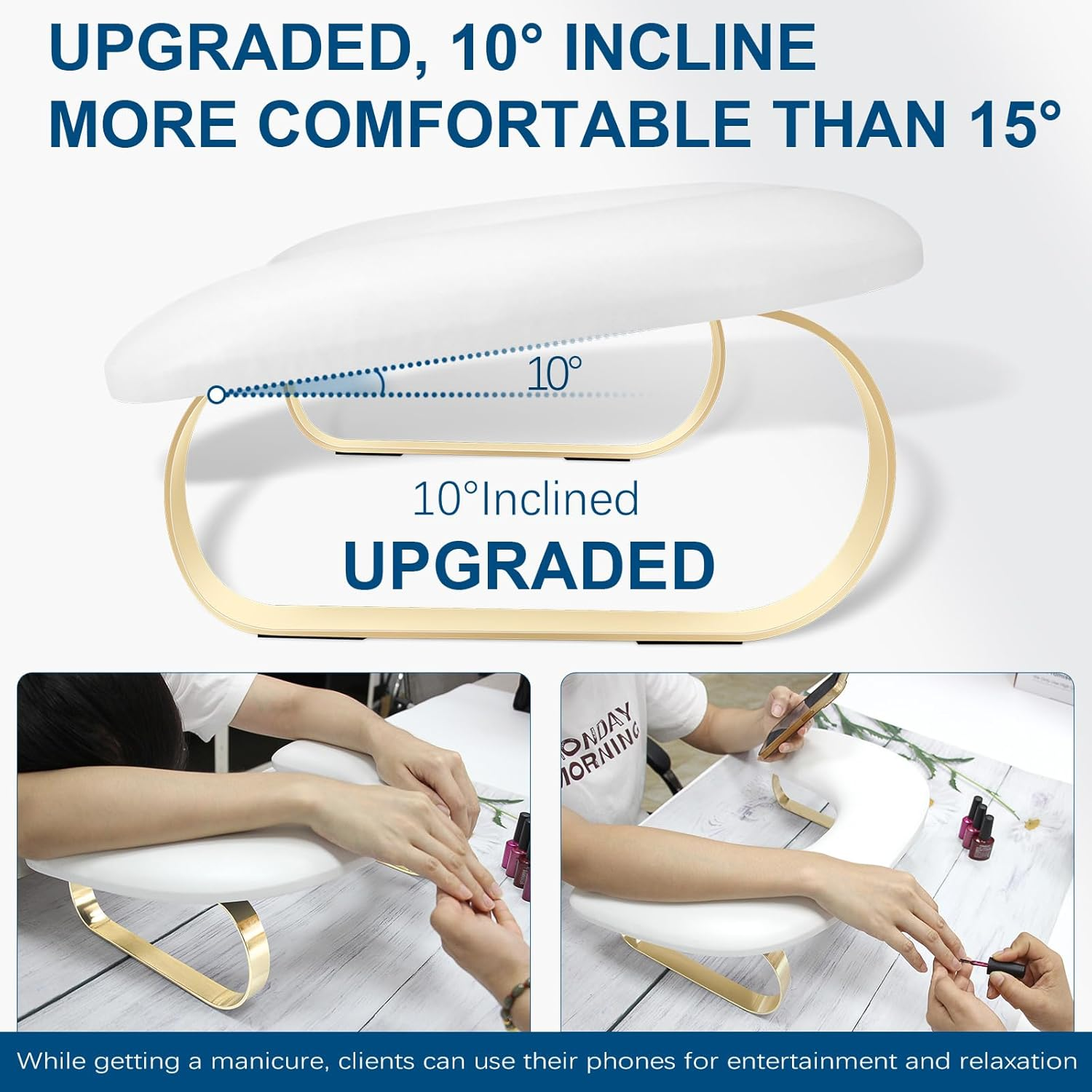 Arm Rest for Nails Tech, U-Shaped Manicure Nail Arm Rest Stand, Nail Armrest for Nail Tech Hand Rests with Stainless Steels Holder image number 1