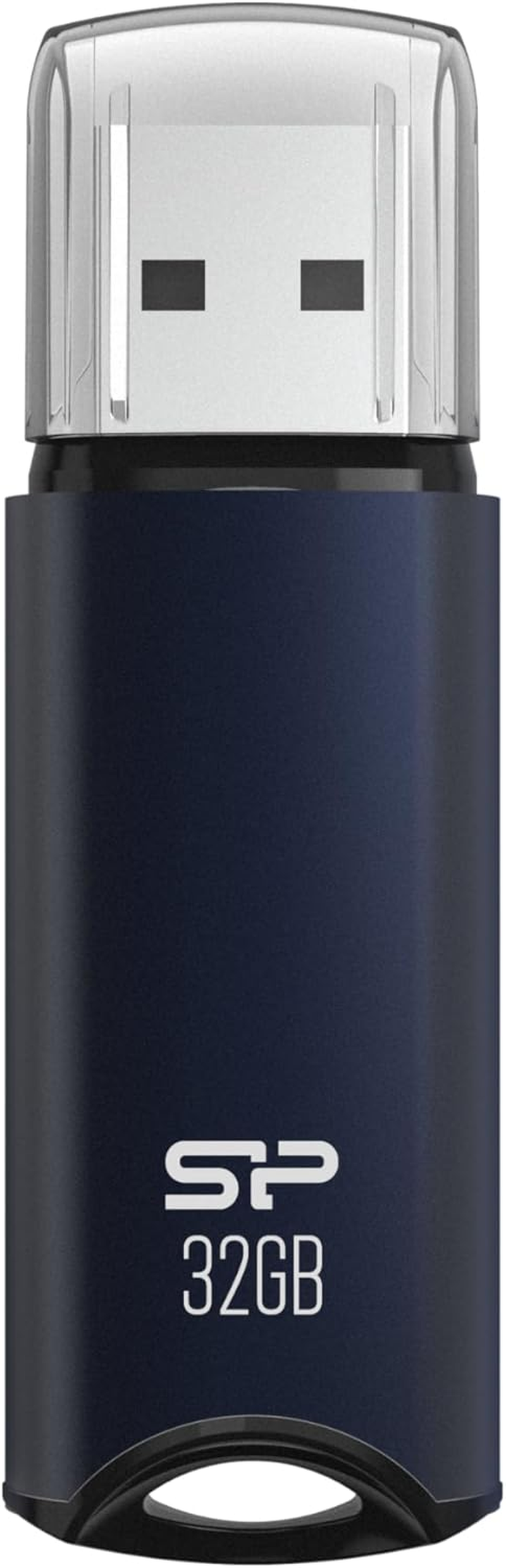 Silicon Power 256GB USB 3.0 Flash Drive, Aluminum Casing Built-In Strap Hole, USB 3.2 Gen 1 USB 2.0 Thumb Drive Pen Drive Memory Stick, Dark Blue, Marvel M02 Series