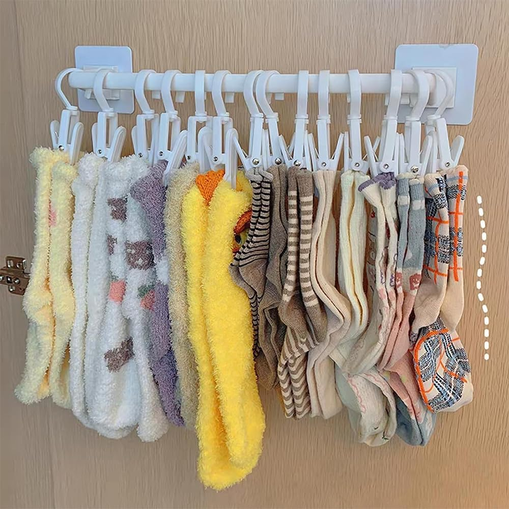 Kid Pants & Accessories Hanger Organizer &ndash; 10-Clip Closet Rack for Baby Socks, Leggings, Hats, Towels, and Cloth Diapers, Wall or Door Mounted, Space-Saving Storage for Toddlers image number 1