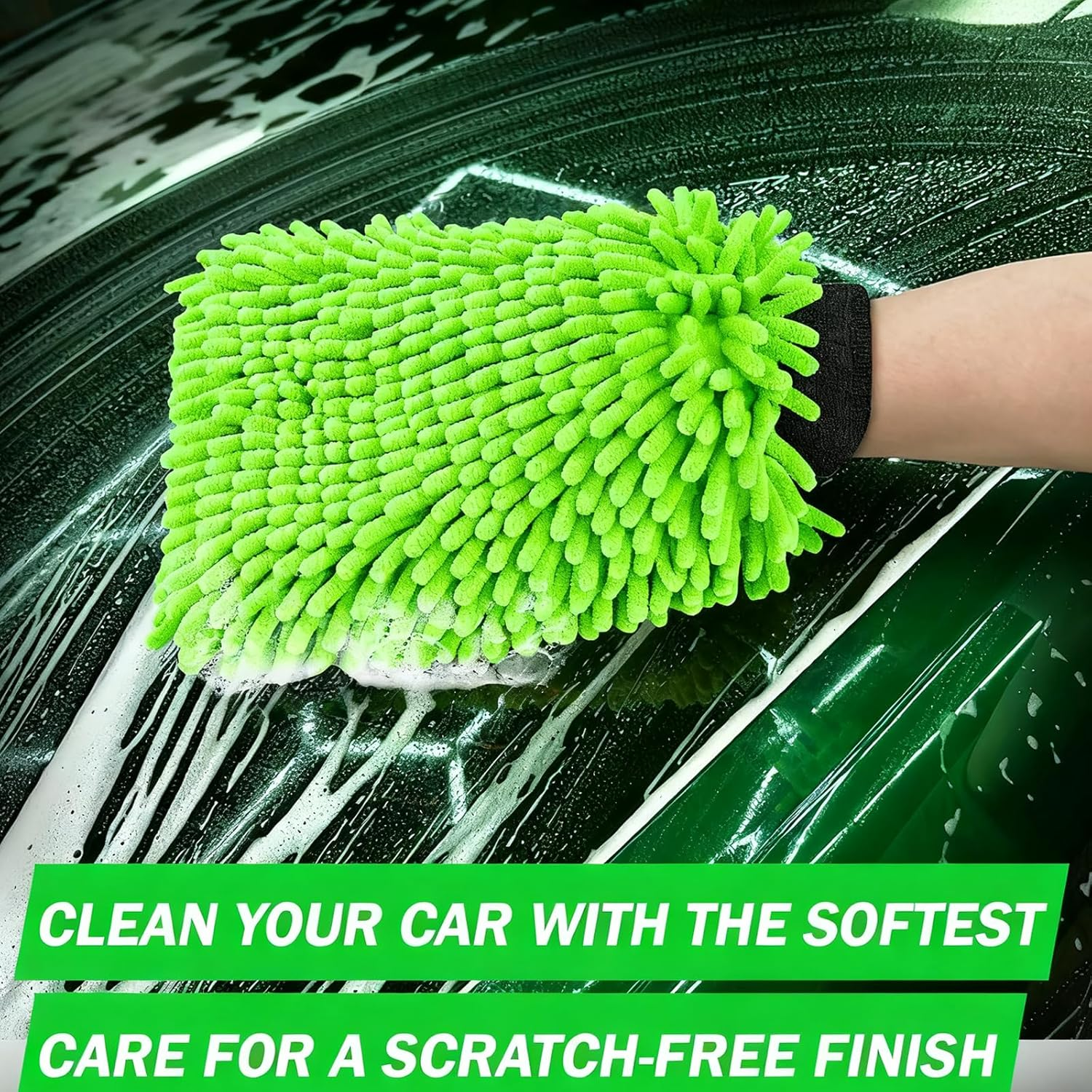 2PCS Car Wash Mitt Microfiber, Scratch-Free& Lint-Free, Premium Chenille Microfiber Wash Mitt image number 5