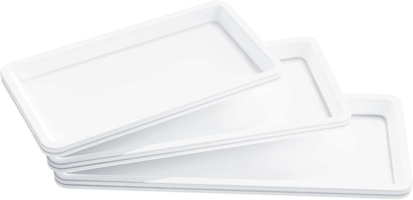 Lifewit Large Plastic Serving Tray Set for Party Supplies, 16/14/12 Inch Platters for Serving Food, 6 PCS White Reusable Tray for Veggie, Snack, Fruit, Cookies, Dessert in Kitchen/Pantry Organization image number 4