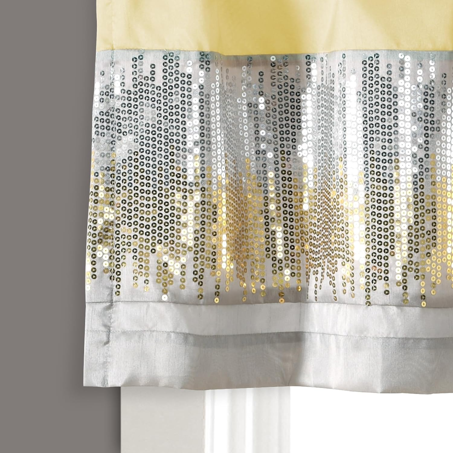 Lush Decor Night Sky Sequins Window Curtain Valance, 18" L X 52" W, Yellow & Gray image number 3