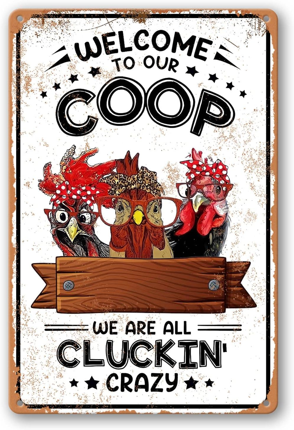 Chicken Coop Signs Welcome to Our Coop We Are All Cluckin Crazy Sign Chicken Signs for Coop Funny Outdoor Chicken Home Decor Chicken Stuff for Coop Metal Sign Chicken Coop Farm Tin Sign 8X12 Inch&hellip; image number 6