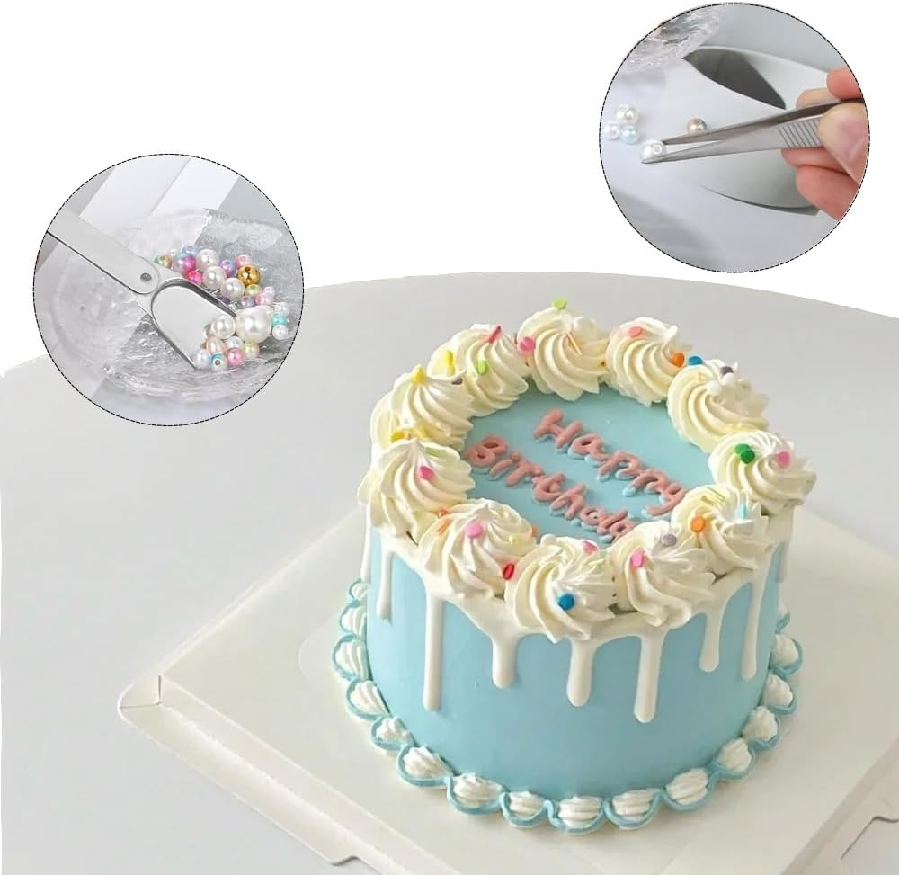 Cake Decoration Set, Cake Biscuit Decoration Items Include a Pearl Gripper with 4 Claws and Stainless Steel Cake Tweezers with a Shovel Head for Pearl Sprinkling Cake Biscuit Decoration Items（4Pcs） image number 6