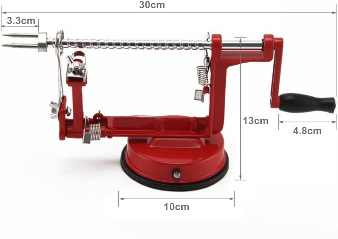 Ledlabs Kitchen Tool Apple Peeler Slinky Machine Fruit Cutter Slicer Corer 3 in 1 Red Professional Fruit & Vegetable Peeler for Apples, Pears, Potatoes image number 4
