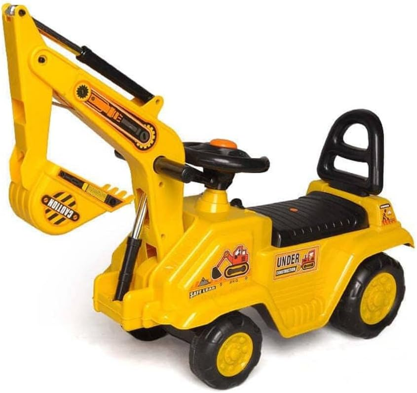 Lenoxx Children&rsquo;S Excavator Ride-On Toy: Promotes Hand-Eye Coordination, Features a Removable Storage Bin, Rattle Gearstick, Squeaky Horn, Dual Operation Levers for Scooping. Ages: 3+ image number 5