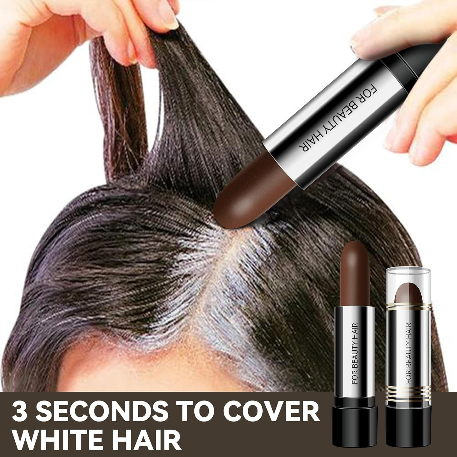 Disposable Hair Dye Pen, Cover Gray Hair Color Touch-Up Stick, Hair Color Pen for Roots, One-Time Hair Dye Instant Gray Root Temporary Coverage (03# Coffee, L) image number 2