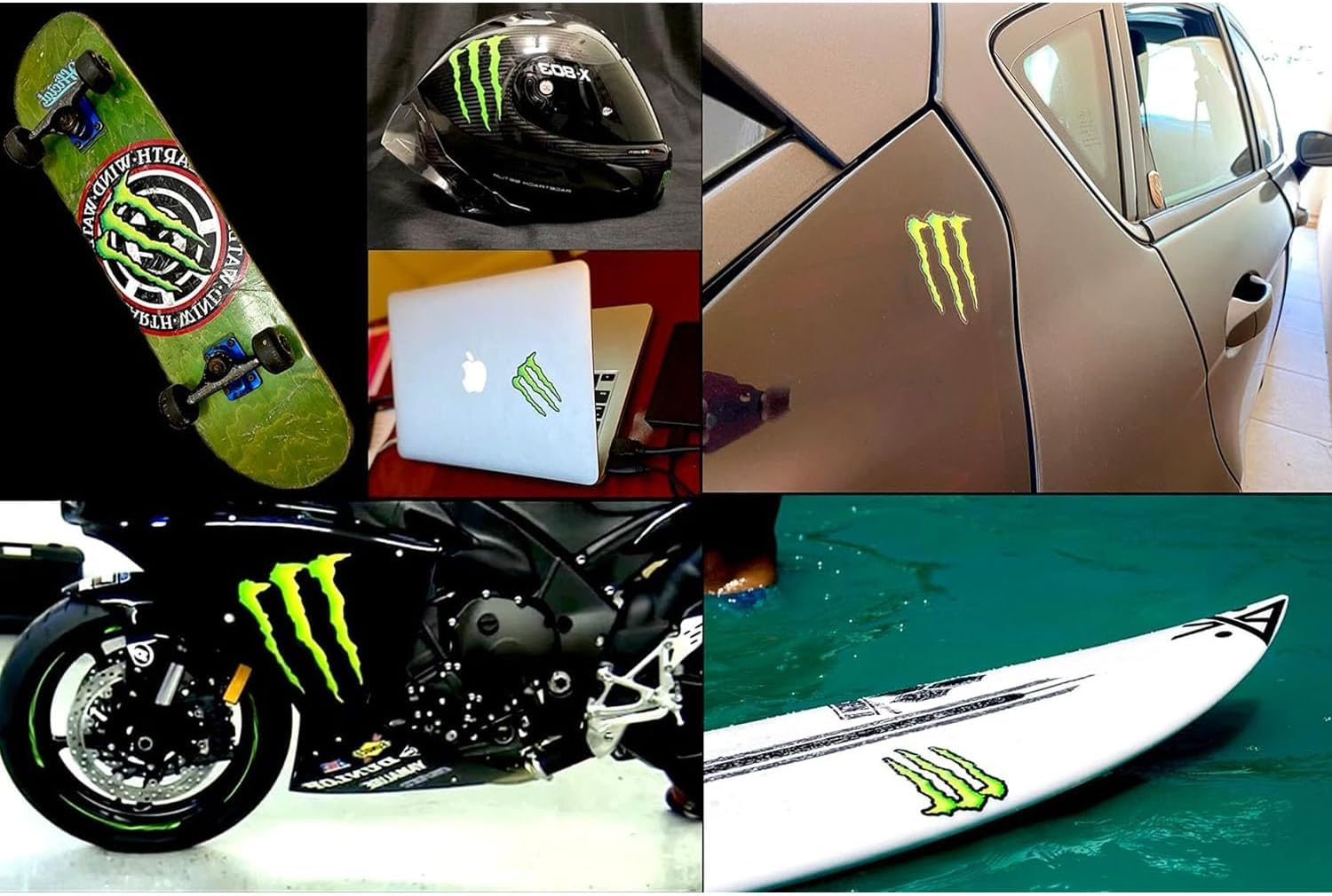 4-Piece Monster Energy Sticker Motorcycle Cool Motorcycle Helmet Sticker - Stickers for Motorcycles, Skateboards, Cars and Off-Road Bikes image number 3