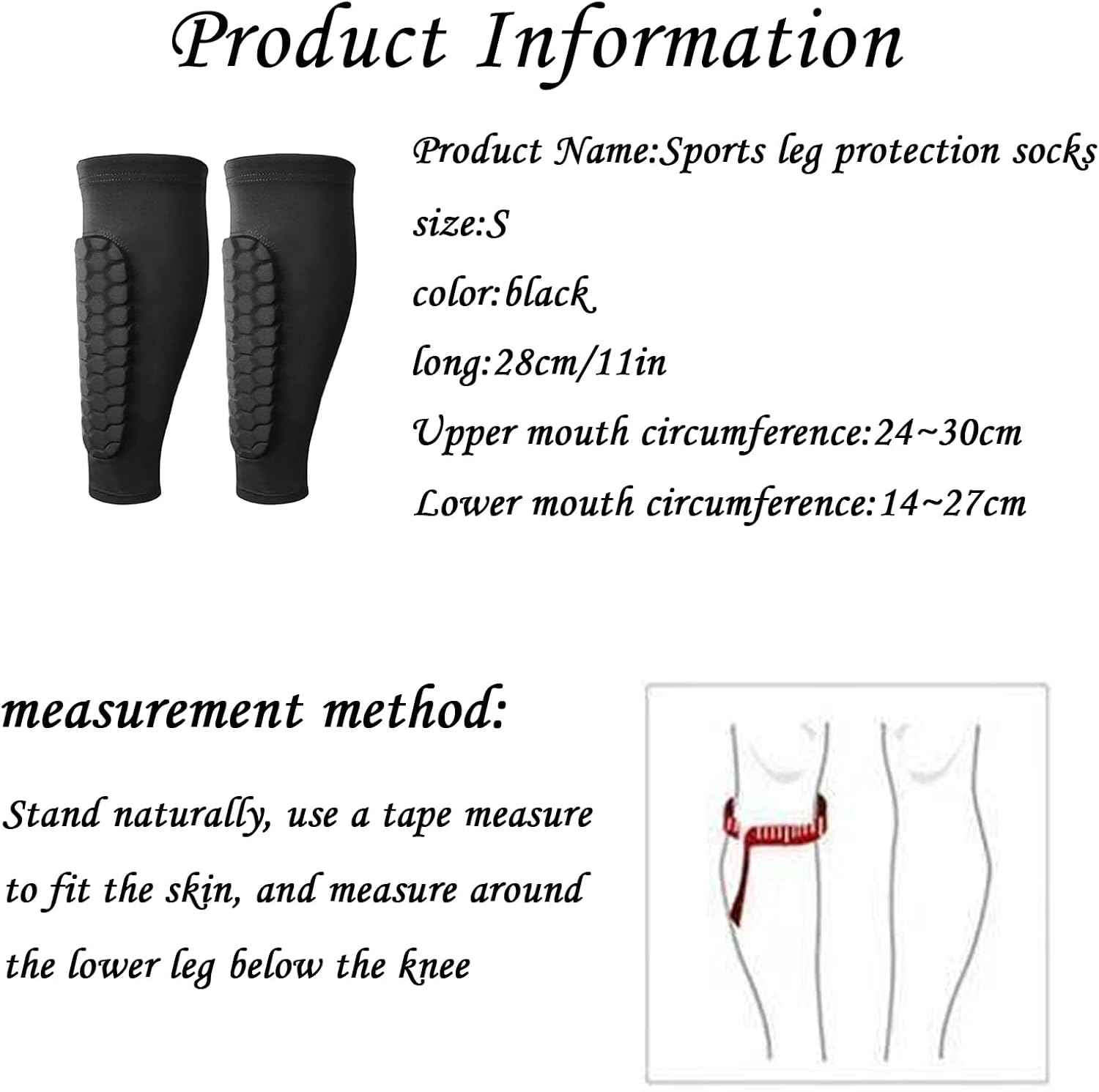 Shin Pads, Shin Guards for Football, Soccer, Rugby, Basketball, Running, Cycling, Hiking, Triathlon, Black, S Size, Pair of 2, Lycra Material image number 6